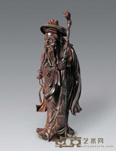 清 木雕人物立像 高28.5cm